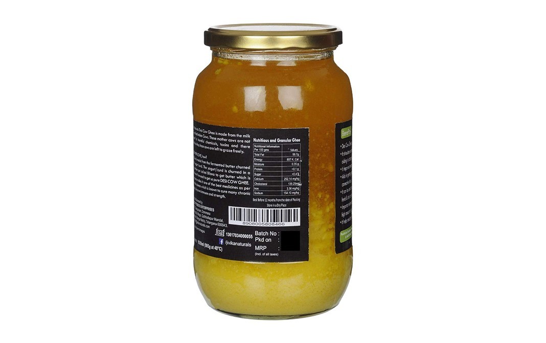 Jivika Naturals Desi Cow Ghee A2 Milk   Glass Jar  1000 millilitre
